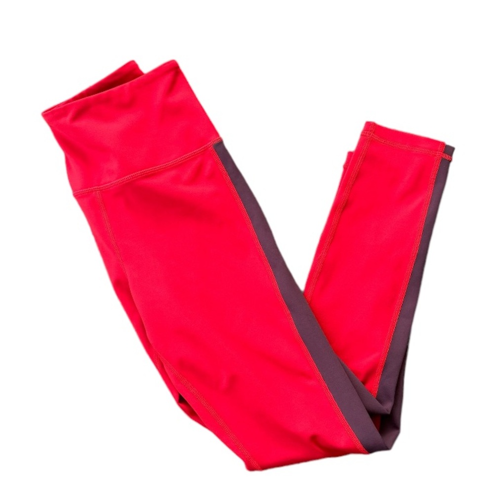 ZYIA Active Red Royalty Stripe Light n Tight High-Rise 7/8 Leggings 24” Size 4 - Picture 3 of 7